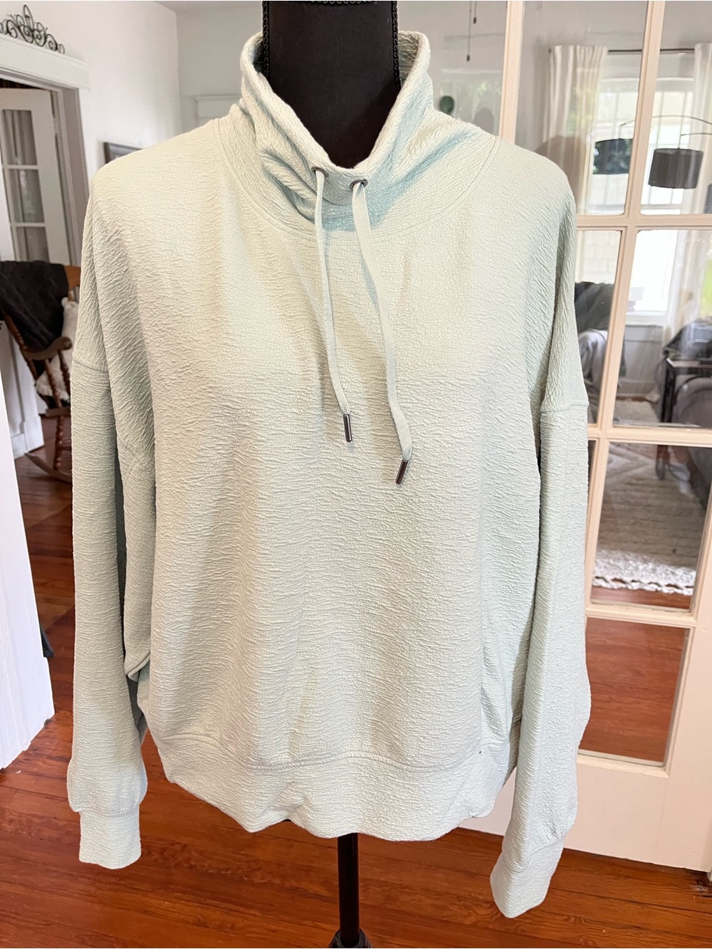 Danskin Light Mint Pullover Sweatshirt with Funnel Neck